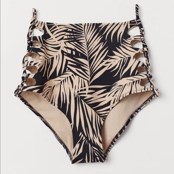 high waisted palm print bikini